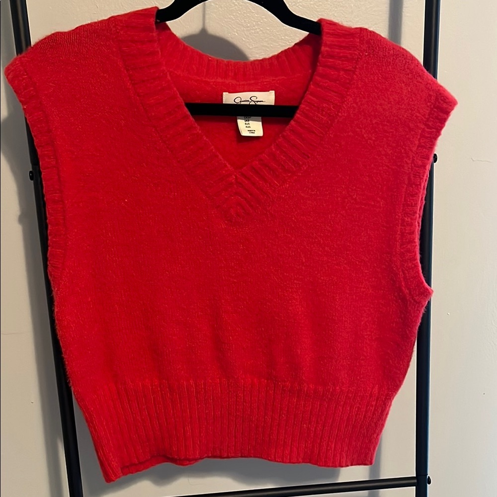 Jessica Simpson Red Blouse with V-Neck and Relaxed Fit